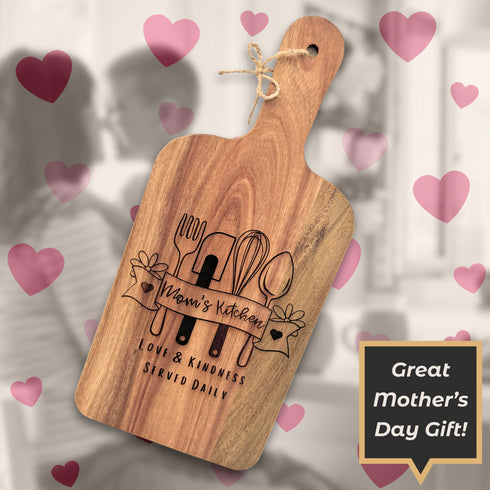 Mom's Kitchen Decorative Paddle Cutting Board-Laser Engraved